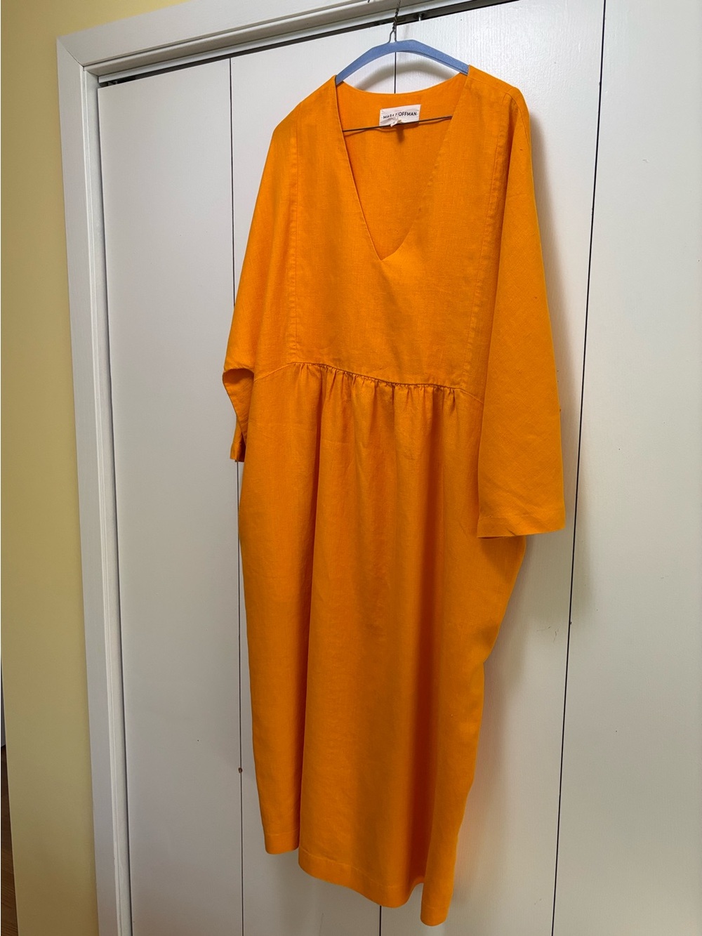 Vibrant Orange V-Neck Women's Dress Mara Hoffman design 2xl